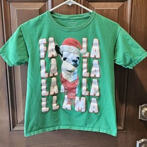 Green Kids Llama Holiday T-Shirt